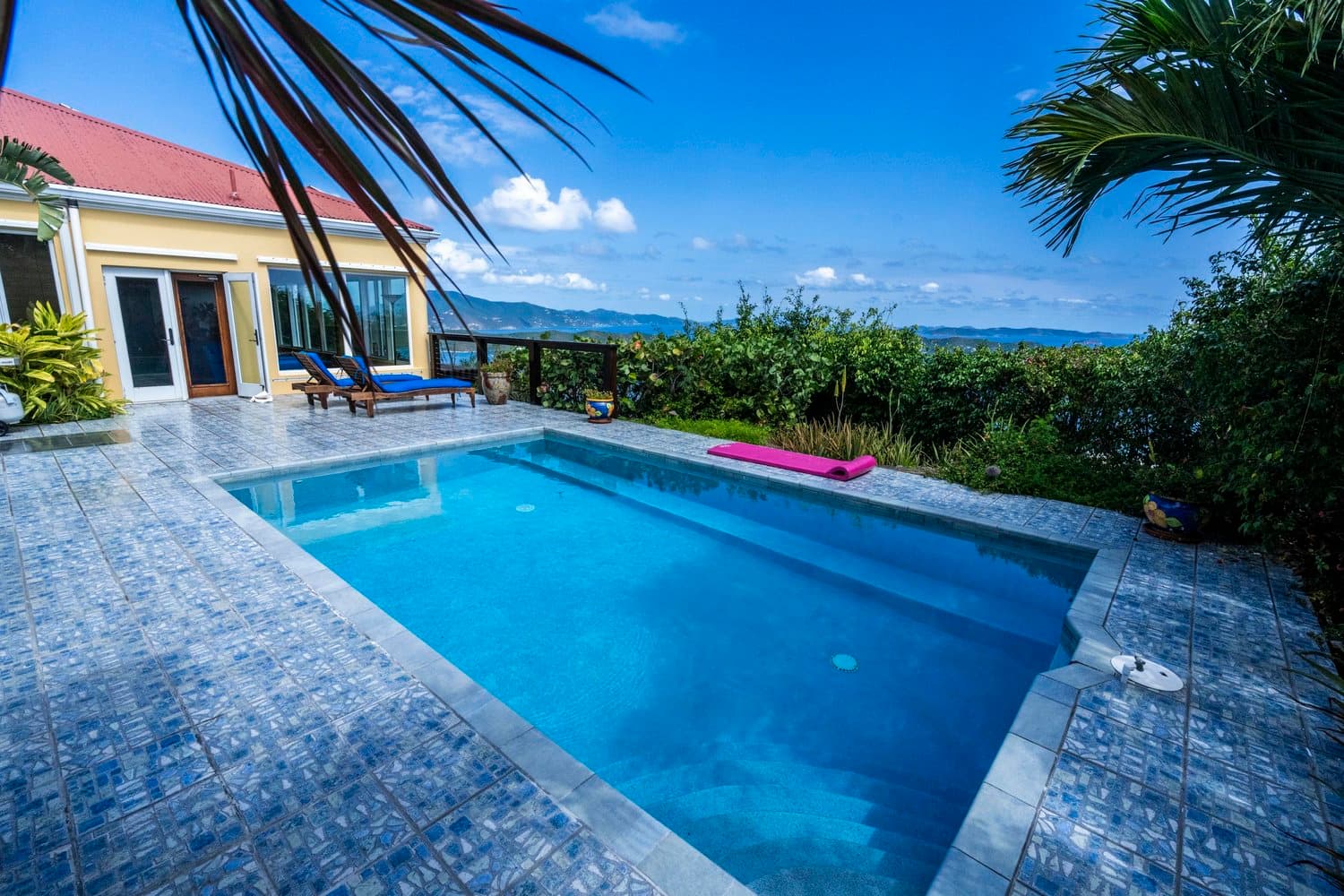 Pool deck and view at MoonSwept Villa, St. John, U.S. Virgin Islands